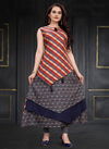 Red And Blue Colour Latest Fancy Designer Festive Wear Soft Net Maslin Silk Digital Print Anakali Gown Collection 1